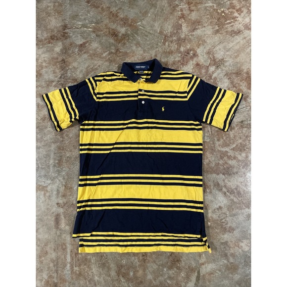 Polo Ralph Lauren Other - Polo Golf Ralph Lauren Mens L, S/S Cotton Polo Shirt, Yellow & Navy Blue Stripes
